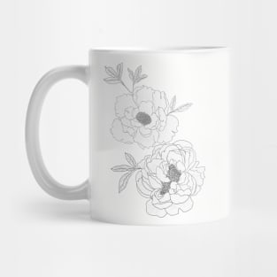 Grey Peony Pattern Mug